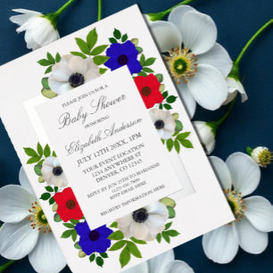 Patriottische Panda-Anemoon Baby Shower Folie Uitnodiging