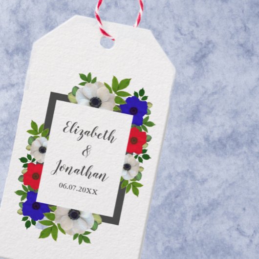 Patriottische Panda-Anemoon Bruiloft Cadeaulabel