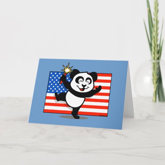 Patriottische Panda met Amerikaanse Vlag Kaart (Voorkant)