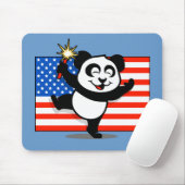 Patriottische Panda met Amerikaanse vlag Muismat (Met muis)