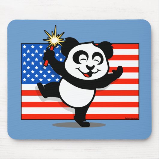 Patriottische Panda met Amerikaanse vlag Muismat (Voorkant)
