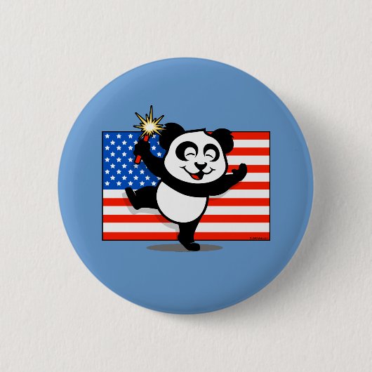 Patriottische Panda met Amerikaanse vlag Ronde Button 5,7 Cm (Voorkant)