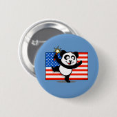 Patriottische Panda met Amerikaanse vlag Ronde Button 5,7 Cm (Voorkant /achterkant)