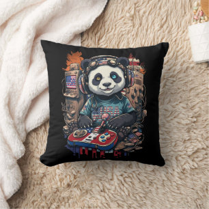 Patriottische Panda Muzikant VS-ontwerp   Cute Pan Kussen