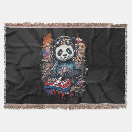 Patriottische Panda Muzikant VS-ontwerp | Knuffelp Deken (Voorkant)