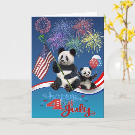 Patriottische Panda's Kaart (Gele Bloem)