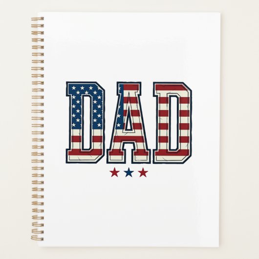 Patriottische Papa Amerikaanse Vlag Vintage Vector Planner (Voorkant)