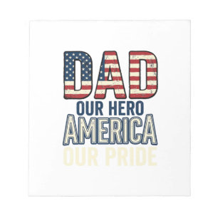 Patriottische Papa Onze Held Vintage Vader T-shirt Notitieblok