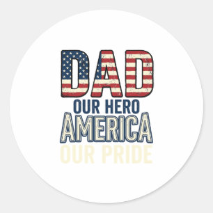 Patriottische Papa Onze Held Vintage Vader T-shirt Ronde Sticker