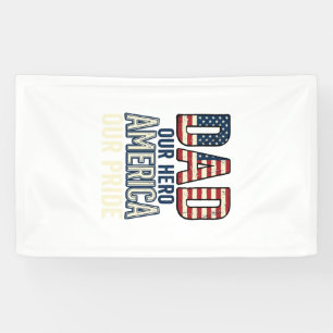 Patriottische Papa Onze Held Vintage Vader T-Shirt Spandoek