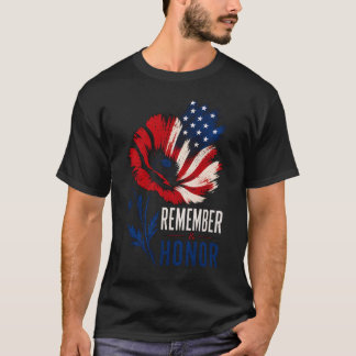 Patriottische Papaver Onthoud Eer Amerikaanse Vlag T-shirt