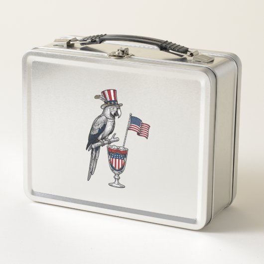 Patriottische Papegaai Cocktail Vintage Vector Ont (Voorkant)