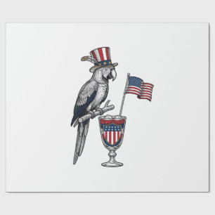 Patriottische Papegaai Cocktail Vintage Vector Ont Cadeaupapier
