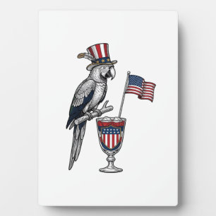 Patriottische Papegaai Cocktail Vintage Vector Ont Fotoplaat
