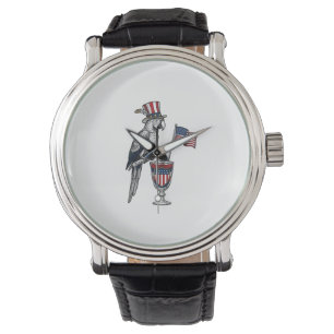 Patriottische Papegaai Cocktail Vintage Vector Ont Horloge