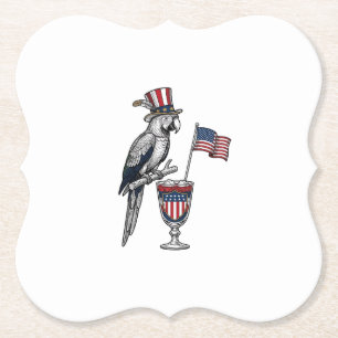 Patriottische Papegaai Cocktail Vintage Vector Ont Kartonnen Onderzetters