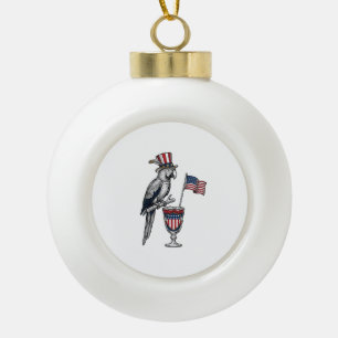 Patriottische Papegaai Cocktail Vintage Vector Ont Keramische Bal Ornament