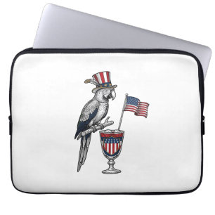 Patriottische Papegaai Cocktail Vintage Vector Ont Laptop Sleeve