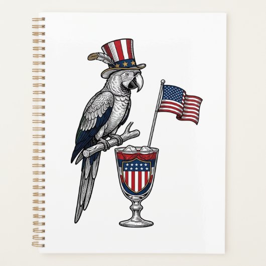 Patriottische Papegaai Cocktail Vintage Vector Ont Planner (Voorkant)