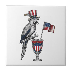 Patriottische Papegaai Cocktail Vintage Vector Ont Tegeltje