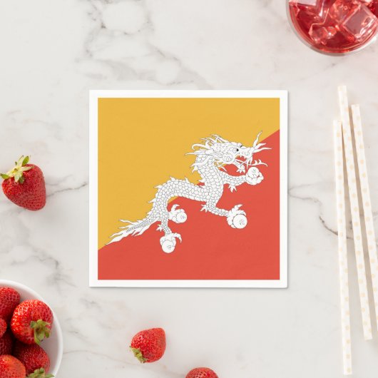 Patriottische papieren servetten met vlag van Bhut (Insitu)