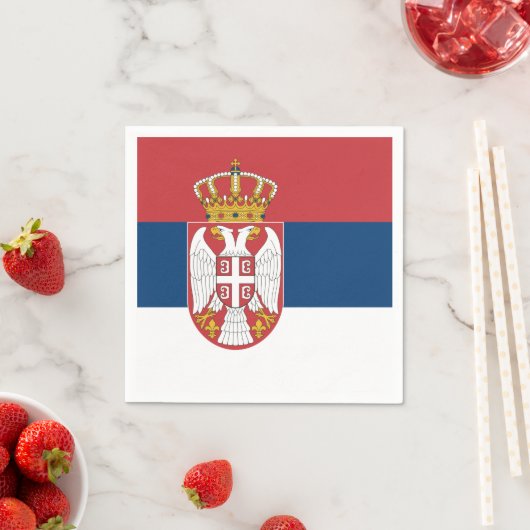 Patriottische papieren servetten met vlag van Serv (Insitu)