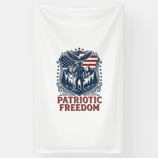 Patriottische Park Ranger Vector Graphic T-shirt_1 Spandoek (Verticaal)