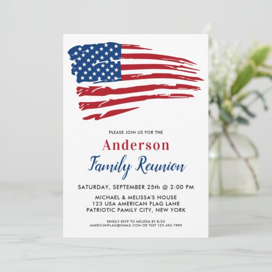 Patriottische Partij Amerikaanse Vlag Familie Reün Kaart (Staand voorkant)