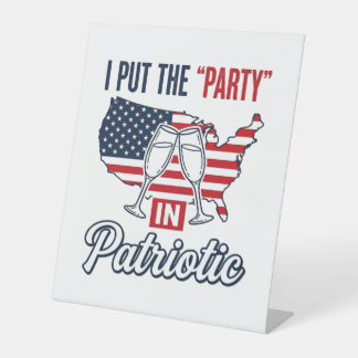 Patriottische Partij Citaat USA Vlag Champagne Vec Reclamebord Met Voetstuk