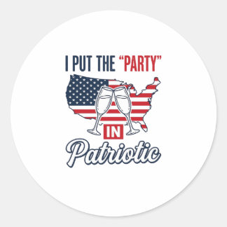 Patriottische Partij Citaat USA Vlag Champagne Vec Ronde Sticker