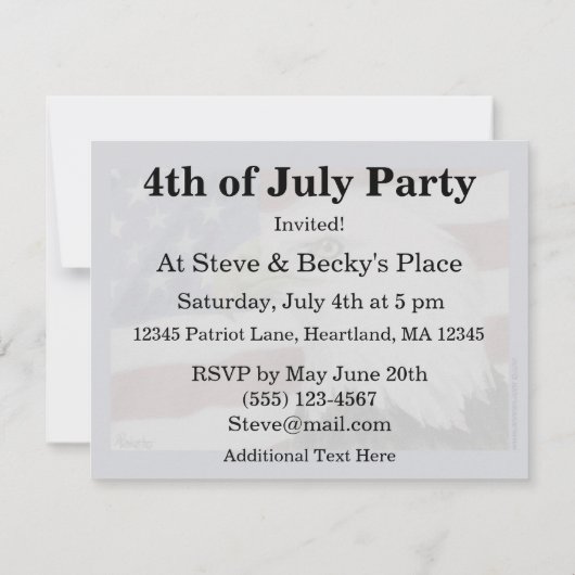 Patriottische Partij Uitnodiging - "American Pride (Achterkant)