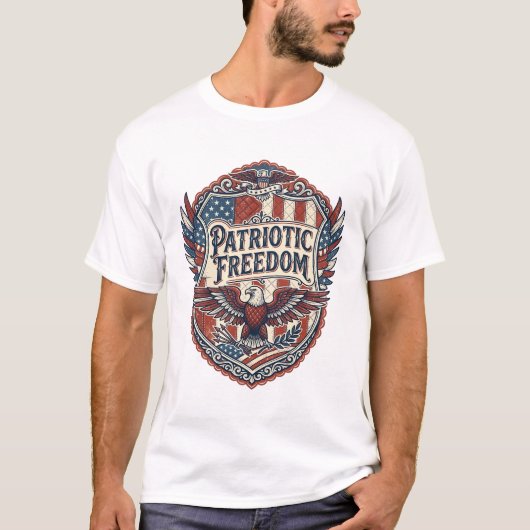 Patriottische Patchwork Kunstenaar T-shirt (Voorkant)
