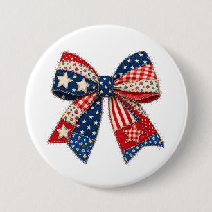 Patriottische patchworkboog met sterren en strepen ronde button 7,6 cm