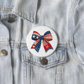 Patriottische patchworkboog met sterren en strepen ronde button 7,6 cm (In situ)