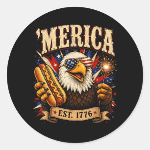 Patriottische Patriottische Adelaar 1776 Bbq Eten  Ronde Sticker
