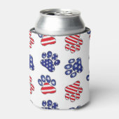 Patriottische Paw Prints Blikjeskoeler (Blikje Voorkant)