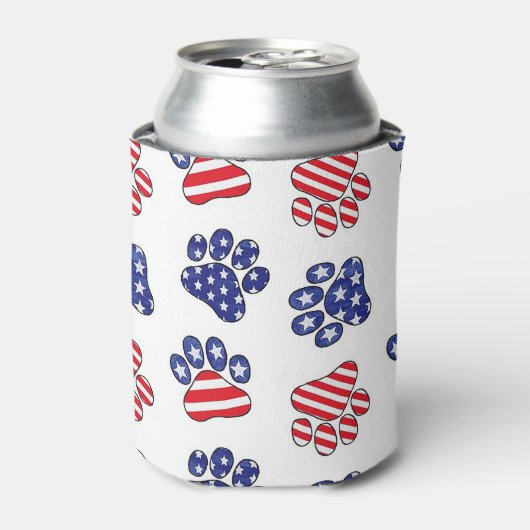 Patriottische Paw Prints Blikjeskoeler (Blikje Voorkant)