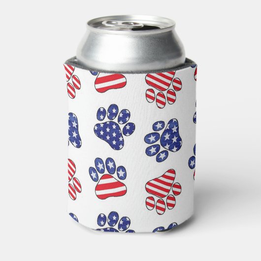 Patriottische Paw Prints Blikjeskoeler (Blikje Achterkant)