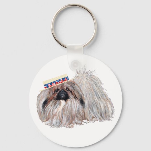 Patriottische Pekingees Sleutelhanger (Voorkant)
