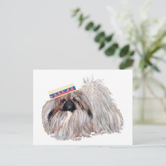 Patriottische Pekingese Kaart (Staand voorkant)
