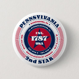 Patriottische Pennsylvania Circle met State Detail Ronde Button 5,7 Cm