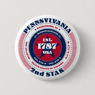 Patriottische Pennsylvania Circle met State Detail Ronde Button 5,7 Cm