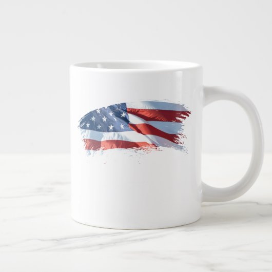 Patriottische penseelstreek Amerikaanse vlag Grote Koffiekop (Rechts)