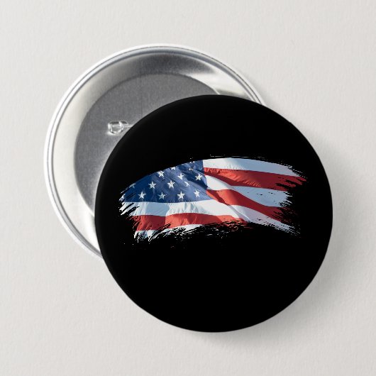 Patriottische penseelstreek Amerikaanse vlag Ronde Button 7,6 Cm (Voorkant /achterkant)