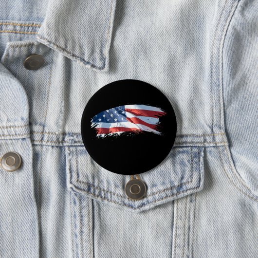 Patriottische penseelstreek Amerikaanse vlag Ronde Button 7,6 Cm (In situ)
