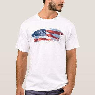 Patriottische penseelstreek Amerikaanse vlag T-shirt