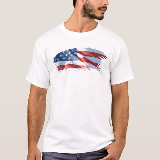 Patriottische penseelstreek Amerikaanse vlag T-shirt (Voorkant)