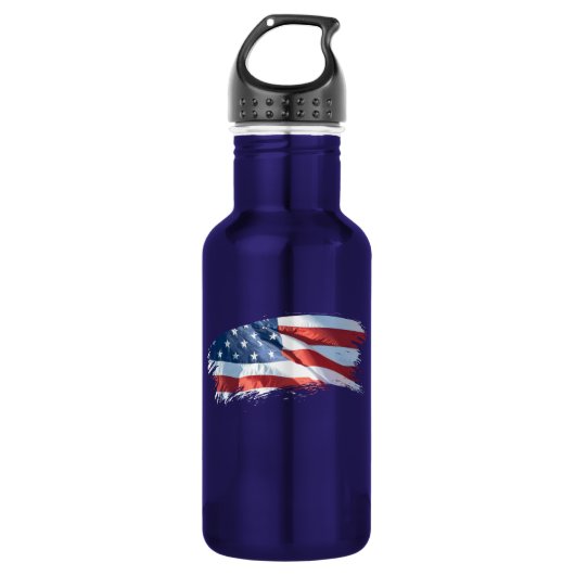 Patriottische penseelstreek Amerikaanse vlag Waterfles (Voorkant)