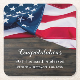 Patriottische pensionering Amerikaanse vlag Kartonnen Onderzetters