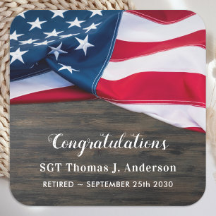Patriottische pensionering Amerikaanse vlag Vierkante Sticker